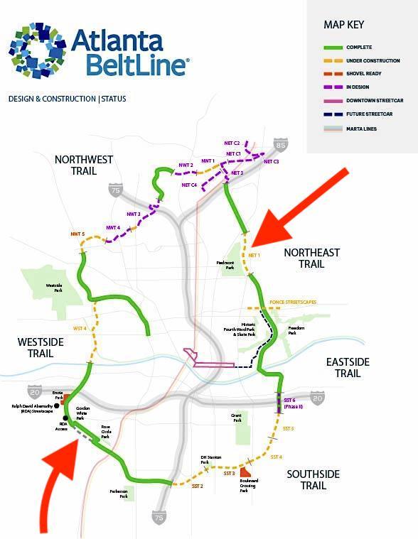New Atlanta Beltline section unveiled - Atlanta BeltLine Annual Report Map R03AI