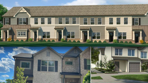 A collage showing different townhomes in the $200,000 price range around Atlanta. 