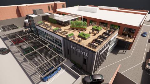A rendering of a former Coca-Cola bottling plant in Atlanta that's moving forward as new offices.