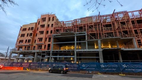 A photo of a large apartment project being built in Atlanta's Decatur area. 
