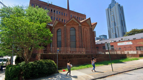 An image of a chapel building in Atlanta that's been remade into trendy apartments. 