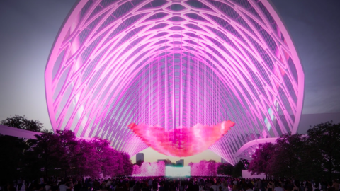 A rendering depicting a huge event space in a new Atlanta park that would glow at night.