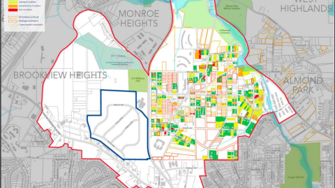 An image showing a huge site where a redevelopment is planned from above.