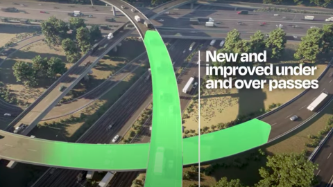 An image showing an giant new interchange on Atlanta's northside with two major interstates.