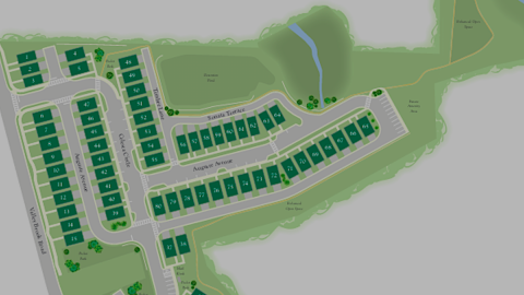 An image for a large site with many new townhome-style homes standing in rows in Decatur near Atlanta Gerogia. 