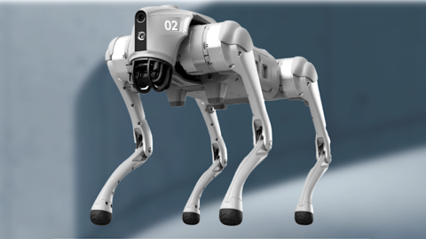 An image showing a robot security system with white and gray components and a futuristic vibe.
