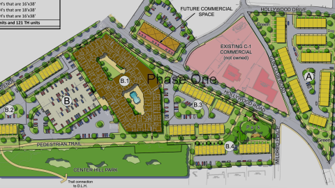 A rendering with many bright colors showing a large-scale development on Atlanta's Westside.