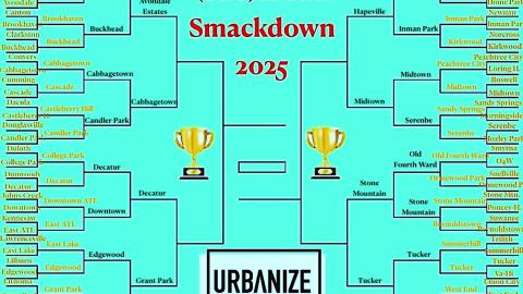 a tournement on blue background that says (Sub)urban Smackdown 2025 tournament: Sweet 16 voting starts now!