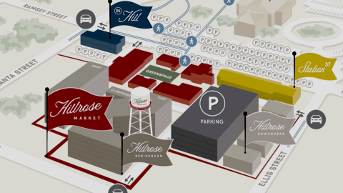 An image of a large new project spread across numerous blocks in downtown Roswell near Atlanta.