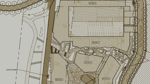 An overview image of a large new district in Atlanta with many new buildings along the Beltline trail.