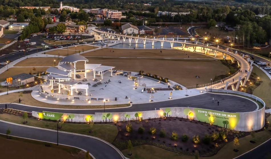 Photos: Suwanee’s new city park dazzles at night