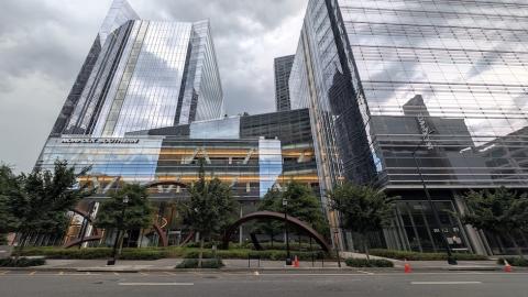  a photo of Midtown Atlanta with many buildings showing how wide streets and perspectives on how many parking lots, vacant parcels have disappeared