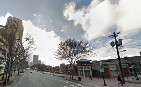 a photo of Midtown Atlanta with many buildings showing how wide streets and perspectives on how many parking lots, vacant parcels have disappeared