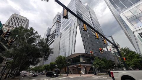 a photo of Midtown Atlanta with many buildings showing how wide streets and perspectives on how many parking lots, vacant parcels have disappeared