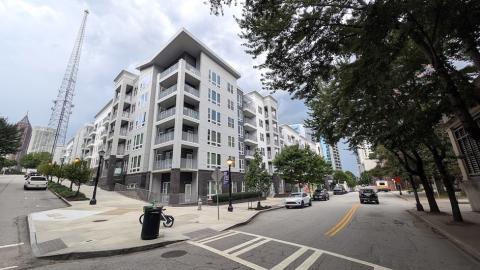 a photo of Midtown Atlanta with many buildings showing how wide streets and perspectives on how many parking lots, vacant parcels have disappeared
