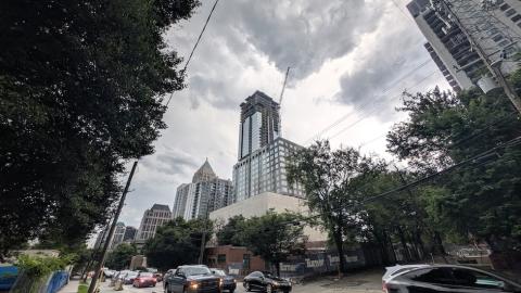a photo of Midtown Atlanta with many buildings showing how wide streets and perspectives on how many parking lots, vacant parcels have disappeared