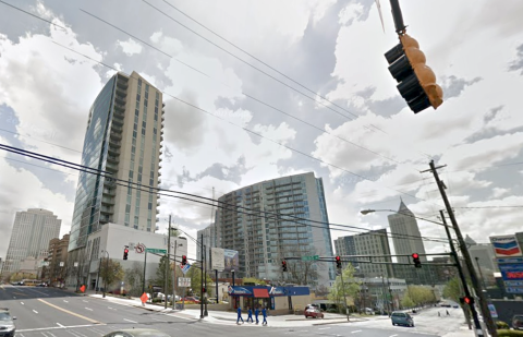 a photo of Midtown Atlanta with many buildings showing how wide streets and perspectives on how many parking lots, vacant parcels have disappeared
